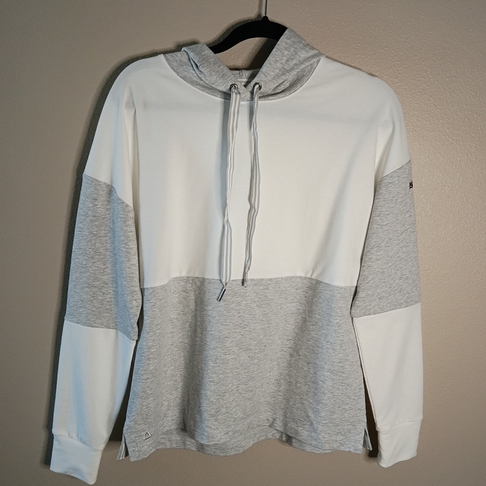 Ahead Isle Worth Colorblock Hoodie Sweatshirt Light Gray/White  Size XS